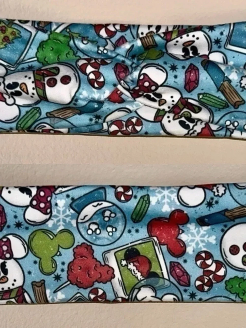 Festive Snowman Print Blue Holiday Headband